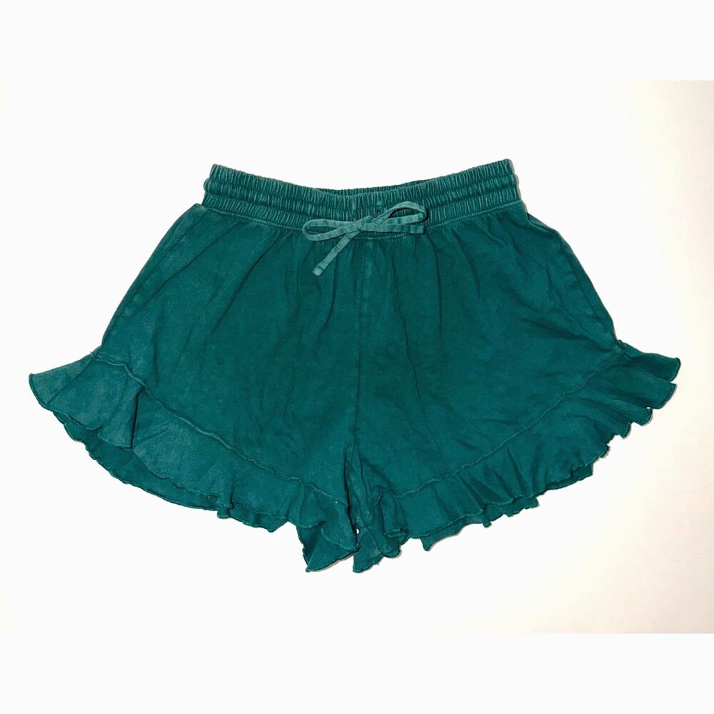 Aerie womens happiest shorts XXS XS forest green flirty ruffle AE American eagle